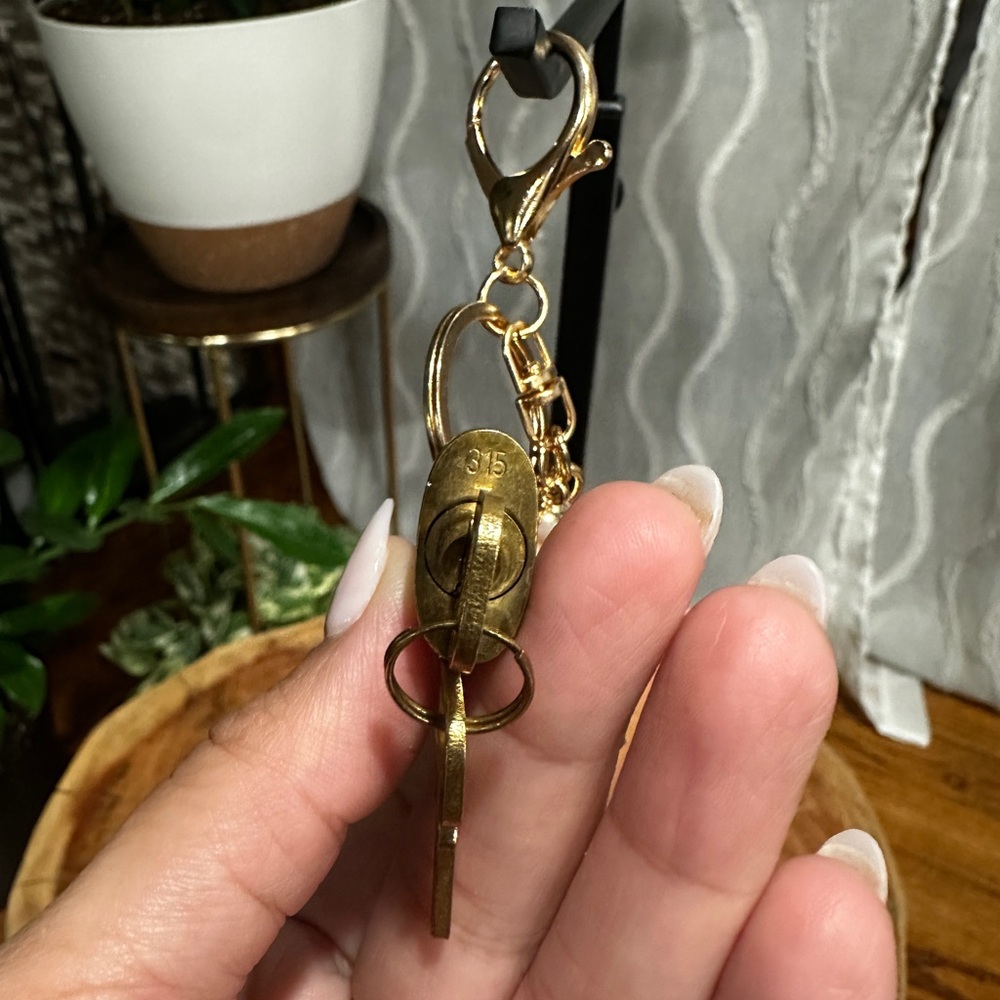 Authentic Louis Vuitton Lock & 2 Keys #315 w Unbranded Charm Rhinestone Heart - Picture 5 of 7